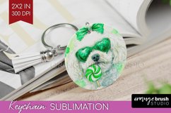 Bichon Frise St. Patricks Day Dog Keychain PNG Dog Keychain Product Image 1