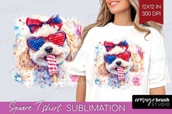 Bichon Frise Dog Square Tshirt Background 4th Of July PNG Product Image 1