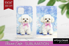 Bichon Frise Dog Phone Case PNG Blue Toile Case PNG Product Image 1
