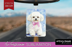 Bichon Frise Dog Air Freshener PNG Blue Toile PNG Product Image 1