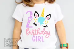 Two Birthday Unicorn SVG - 2nd Birthday Unicorn Shirt PNG Product Image 5