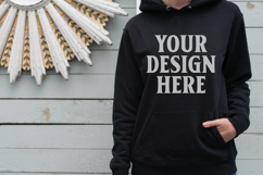 Black Gildan 18500 Hoodie Mockup, G18000 Hoodie Model mockup Product Image 1