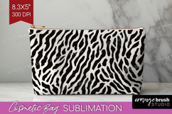 Black and White Cosmetic Bag - Abstract Texture Makeup Bag Product Image 1