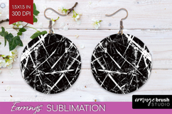 Black and White Round Earrings - Abstract Texture PNG Product Image 1