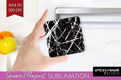 Black and White Magnet Sublimation - Abstract Texture Square Product Image 1