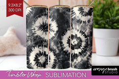 Black and White Tumbler Wrap - Abstract Texture Tumbler PNG Product Image 1
