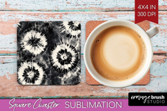 Black and White Square Coaster - Abstract Texture Coaster Product Image 1