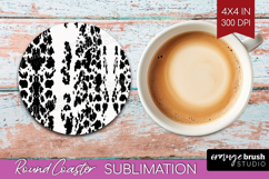 Black and White Round Coaster - Abstract Texture Coaster PNG Product Image 1