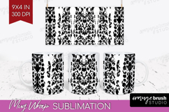 Black and White Mug Wrap - Abstract Texture Mug PNG Product Image 1