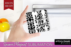 Black and White Magnet Sublimation - Abstract Texture Square Product Image 1