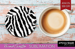 Black and White Round Coaster - Abstract Texture Coaster PNG Product Image 1