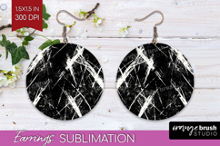 Black and White Round Earrings - Abstract Texture PNG Product Image 1