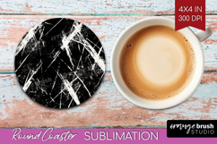 Black and White Round Coaster - Abstract Texture Coaster PNG Product Image 1