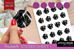 Black and White Round Sticker - Abstract Texture Printable Product Image 1