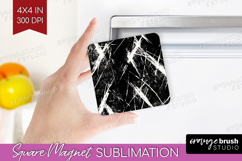 Black and White Magnet Sublimation - Abstract Texture Square Product Image 1