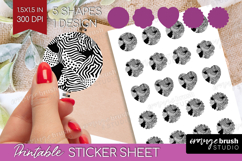 Black and White Round Sticker - Abstract Texture Printable Product Image 1