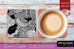 Black and White Square Coaster - Abstract Texture Coaster Product Image 1