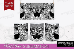 Black and White Mug Wrap - Abstract Texture Mug PNG Product Image 1
