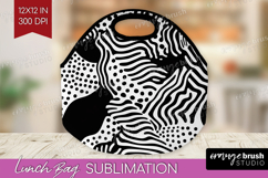 Black and White Lunch Bag - Abstract Texture Lunch Bug PNG Product Image 1