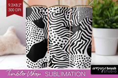 Black and White Tumbler Wrap - Abstract Texture Tumbler PNG Product Image 1