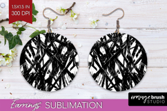 Black and White Round Earrings - Abstract Texture PNG Product Image 1
