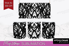 Black and White Mug Wrap - Abstract Texture Mug PNG Product Image 1
