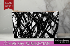 Black and White Cosmetic Bag - Abstract Texture Makeup Bag Product Image 1