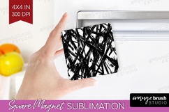 Black and White Magnet Sublimation - Abstract Texture Square Product Image 1