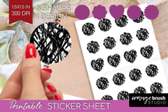 Black and White Round Sticker - Abstract Texture Printable Product Image 1