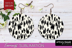 Black and White Round Earrings - Abstract Texture PNG Product Image 1