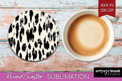 Black and White Round Coaster - Abstract Texture Coaster PNG Product Image 1