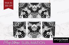 Black and White Mug Wrap - Abstract Texture Mug PNG Product Image 1