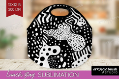 Black and White Lunch Bag - Abstract Texture Lunch Bug PNG Product Image 1