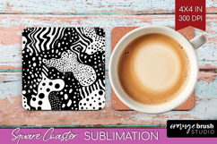 Black and White Square Coaster - Abstract Texture Coaster Product Image 1