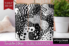 Black and White Tumbler Wrap - Abstract Texture Tumbler PNG Product Image 1
