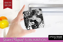 Black and White Magnet Sublimation - Abstract Texture Square Product Image 1