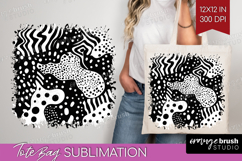Black and White Tote Bag - Abstract Texture Tote Bag PNG Product Image 1