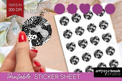 Black and White Round Sticker - Abstract Texture Printable Product Image 1