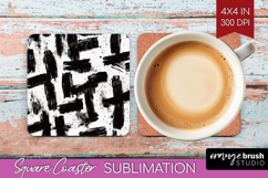 Black and White Square Coaster - Abstract Texture Coaster Product Image 1