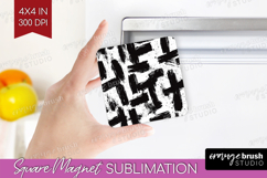 Black and White Magnet Sublimation - Abstract Texture Square Product Image 1