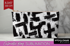 Black and White Cosmetic Bag - Abstract Texture Makeup Bag Product Image 1