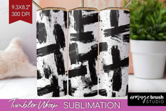 Black and White Tumbler Wrap - Abstract Texture Tumbler PNG Product Image 1