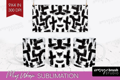 Black and White Mug Wrap - Abstract Texture Mug PNG Product Image 1
