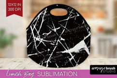 Black and White Lunch Bag - Abstract Texture Lunch Bug PNG Product Image 1