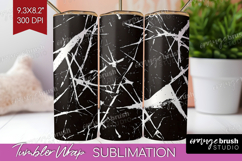 Black and White Tumbler Wrap - Abstract Texture Tumbler PNG Product Image 1
