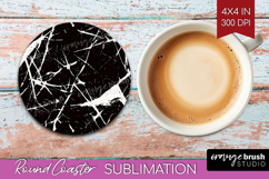 Black and White Round Coaster - Abstract Texture Coaster PNG Product Image 1