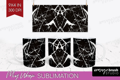 Black and White Mug Wrap - Abstract Texture Mug PNG Product Image 1