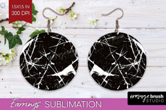 Black and White Round Earrings - Abstract Texture PNG Product Image 1