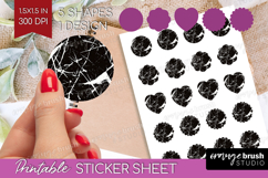 Black and White Round Sticker - Abstract Texture Printable Product Image 1