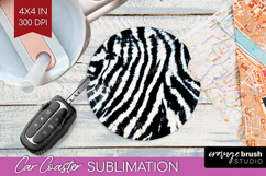 Black and White Car Coaster - Abstract Texture Coaster PNG Product Image 1